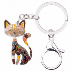  Schmuck: Schlüsselanhänger Katze Emaille - 1