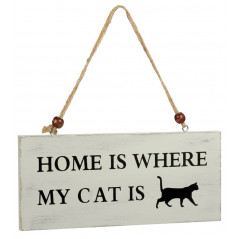 Deko: Holzschild Katze - HOME IS WHERE MY CAT IS - 1